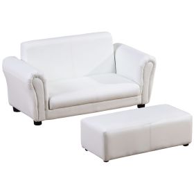 Children's Sofa Set with Footstool White Plush Baby Couch Chair for Playroom Bedroom