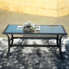 Patio Garden Wicker H18.91' Table with Tempered Glass Top