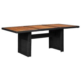 Dining Table Black PE rattan, solid acacia wood, powder-coated steel