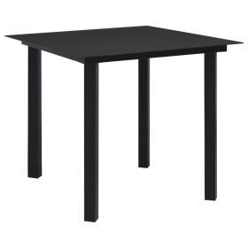 Dining Table Black Glass, powder-coated steel 31.5 x 31.5 in
