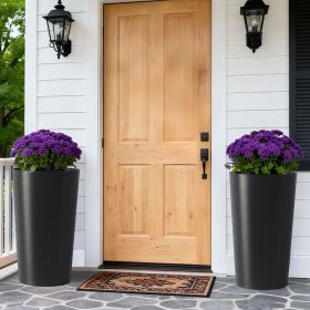 2 Pack Tall 21.7 in Planters for Outdoor Plants Modern Tall Square Planter Box Indoor Outdoor Porch Patio Flower Pot Modern Big Tapered Matte Tre (Color: as Pic)